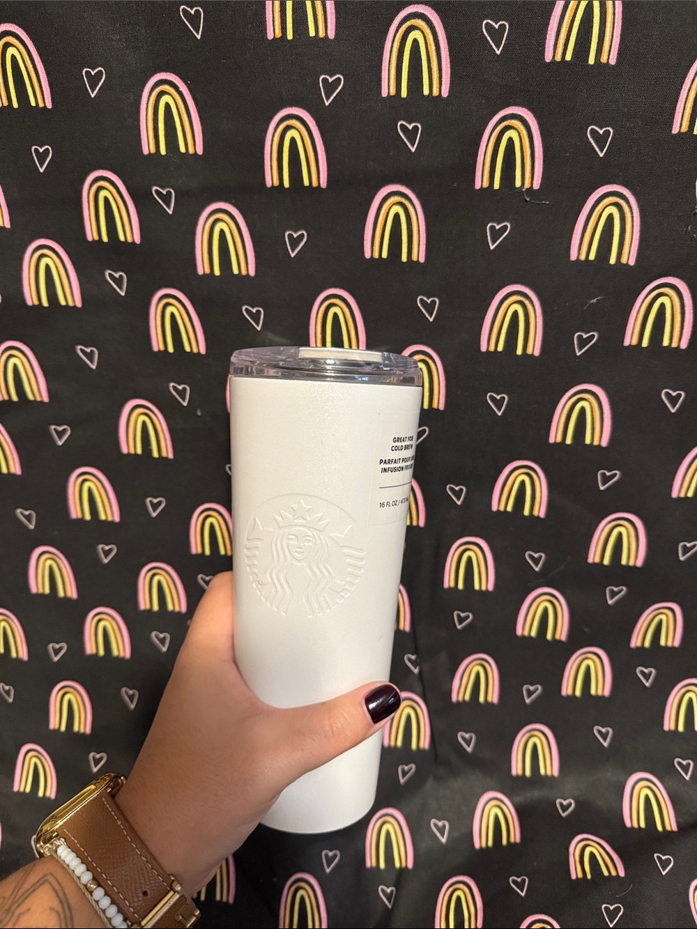 Starbucks Holiday 2021 White Stainless Steel Tumbler with Clear Lid